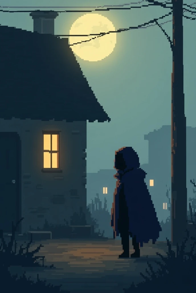 Generate a mysterious character that is next to your house for a small pixel game