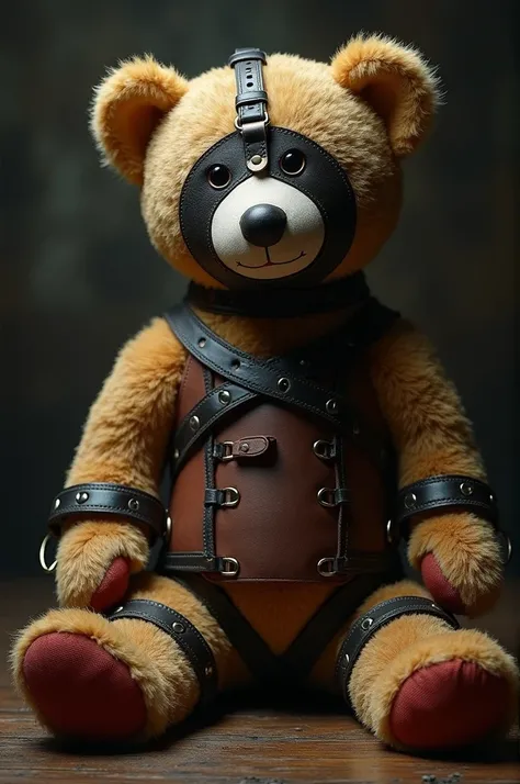 Bondage teddy bear with harness and mask