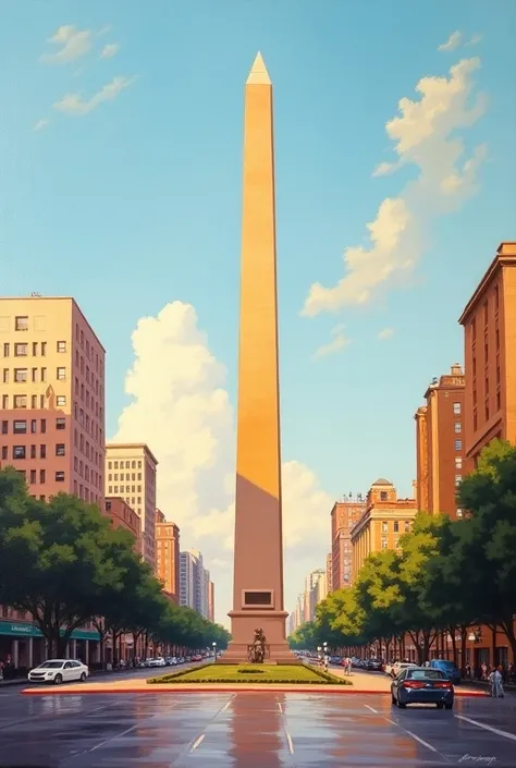 Obelisk of Buenos Aires in oil painting