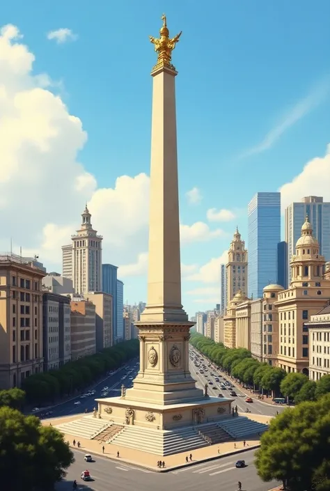 Obelisk of Buenos Aires in detailed painting