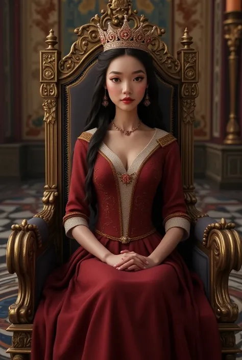 Anna Popplewell as adult Susan Pevensie from The Chronicles of Narnia, wearing a queenly crown sitting upon her mighty queenly throne. 