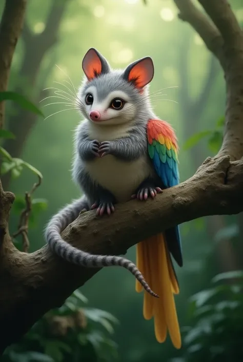 Cross opossum and parrot