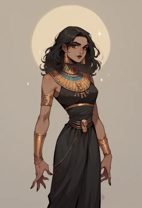 1 girl, human, gothic , sexy body , mother media,  medium boobs, thin waist, Hairs pretos, Hair cacheado,Hair ,ANCIENT EGYPT , talit,  black clothes 