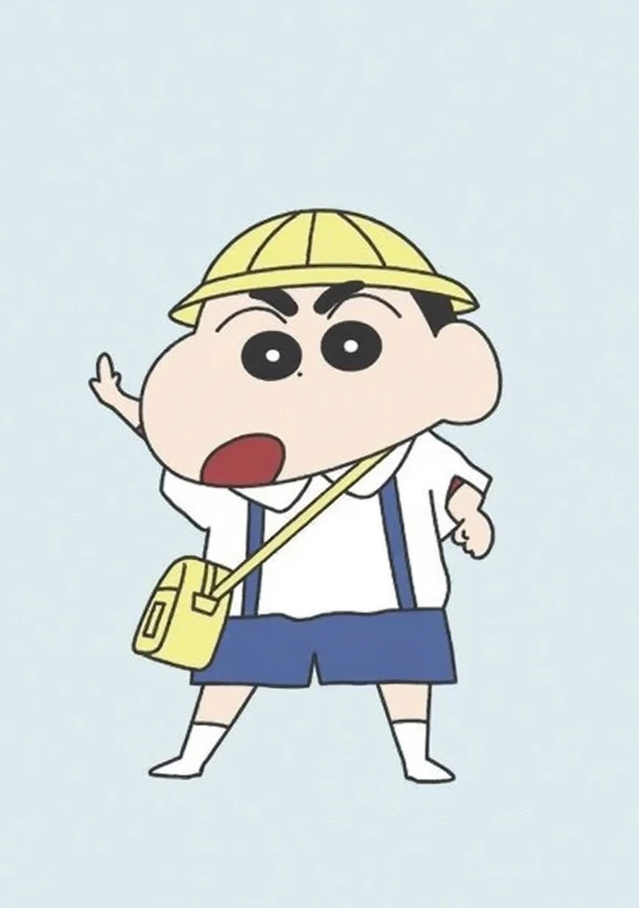 (Crayon Shin chan ) Shinnosuke  boy small angry transformation in hulk extended arms pose muscular abs torn uniform school unbottons open shirt white torn dark blue 2d animation chibi japanesse