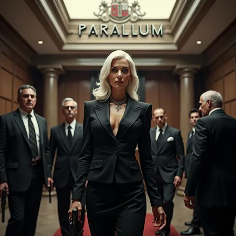 Italian Mafia, tema de hollywood, with a white-haired woman as leader, Logo, With the name spelled Parabellum, at war