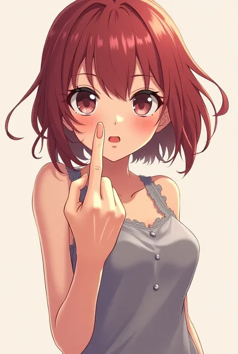 A anime girl show middle finger 