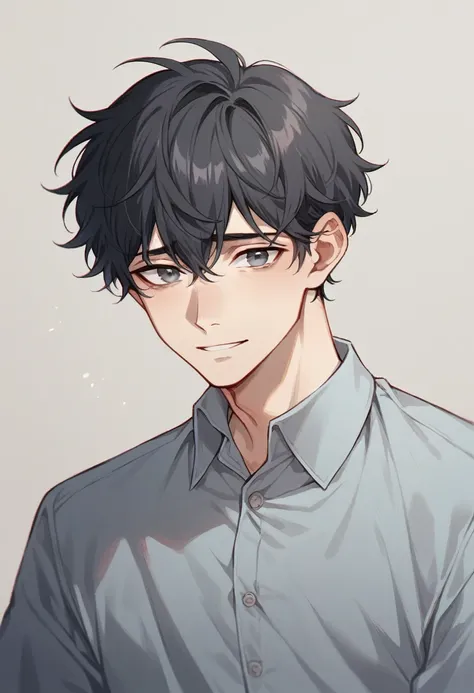 a man with autism score_7_up, score_8_up, 25 years old, short black hair, finely blue gray eye and detailed face, dessert bakery, very sad smile, 
sorrow