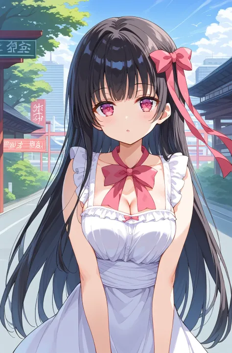 source_Cartoon, Morning Fragrance  ,    deep black hair with red ..很長的head髮, , 超長的head髮,  Pink Eyes , ribbon, 額head..ribbon,  Gamemun Neko ,,  1 girl in , A brown , Ahead, head髮ribbon, common, long hair, 黑色和紅色head髮 ,  Pink Eyes , ,  pink nails , 粉紅色ribbon,...