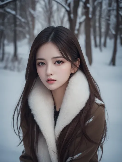 Full body:1.7, Highest quality, shape, Very detailed, finely, High resolution, 8k wallpaper, perfect dynamic shape, Beautiful and beautiful eyes, Winter women&#39;s fashion,Straight hair,Small breasts、Natural Color Lip, Bold sexy pose,smile、20-year-old gir...