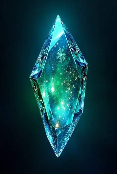 a striking crystal with blue and green hues surrounded by darkness on a stone