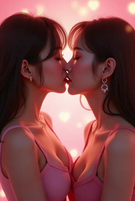 TWICEs Sana and Jihyo kissing each other 
