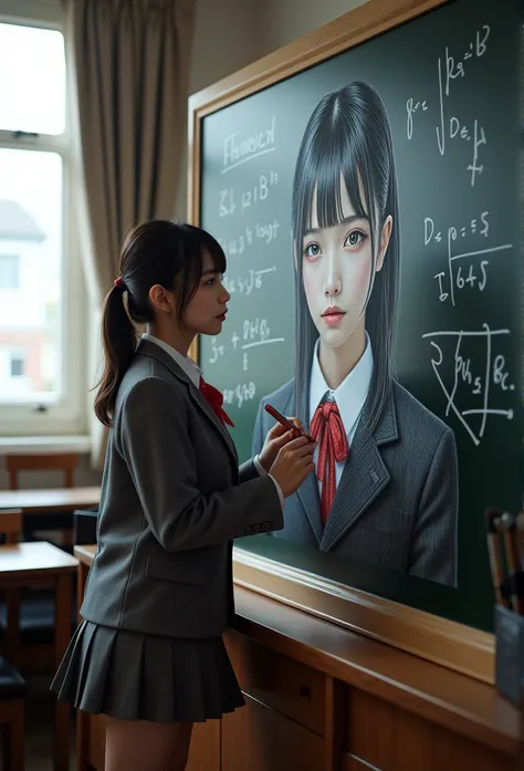 Ultra-realistic,  photorealistic,  dramatic scene , shadow, Global Illumination, Alone, ( Japans famous idol girl  :1.5),  A very beautiful and delicate Japanese girl , So beautiful、 very cute but cool face like a boy ,  Shes a Japanese high school student...