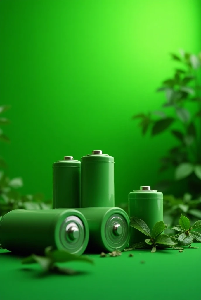 Retired power batteries， green background ，HD，The picture is atmospheric，Website layout ， Technology Sense