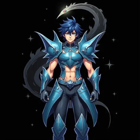  Full size image ,  bath,  from head to toe,  in profile and in front of , Young boy, 19 years old, male anime character , strong, muscular, very handsome,  attractive and sexy , with armor,  armor based on his animal spirit, warrior, fighter, with armor m...