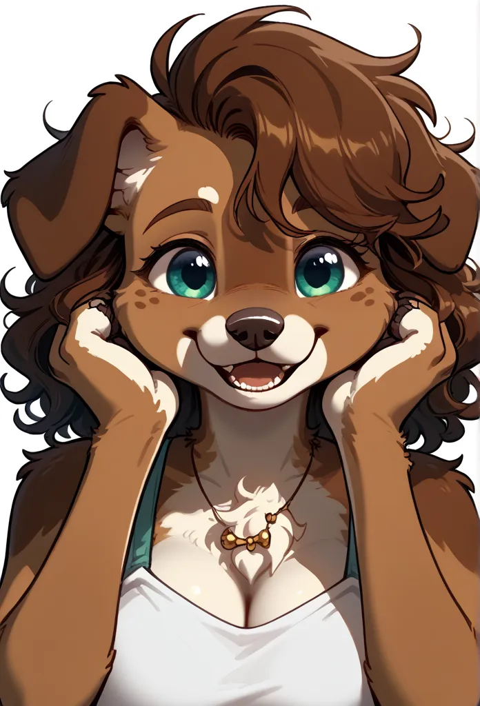 (solo) female anthro aussie furry, wavy hair, fluffy hair, long wavy hair, dog furry, big breasts, attractive, fuzzy tights, fuz...