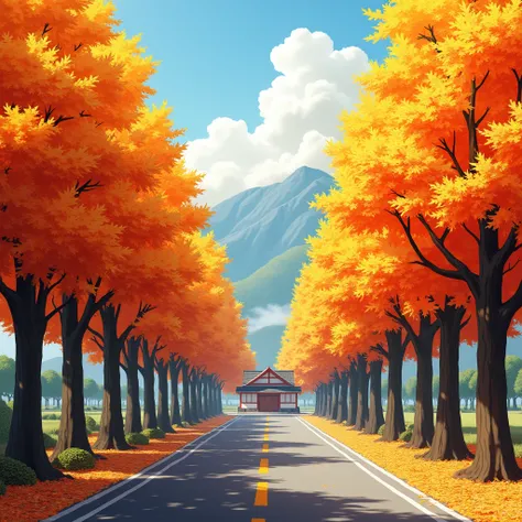 
 Ginkgo and maple trees on both sides of the road 　Vivid deciduous trees 　 The rows of trees continue all the way to the back of the roadside station, and I feel the fall　