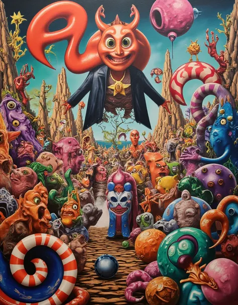 New religious paintings, oil painting. which gives form to an absurd dream and sets it free, a world of ecstasy and fear, absurd art, avant-garde and surreal visuals. fantastic art, trippy footage, Hallucinatory, psychedelic.