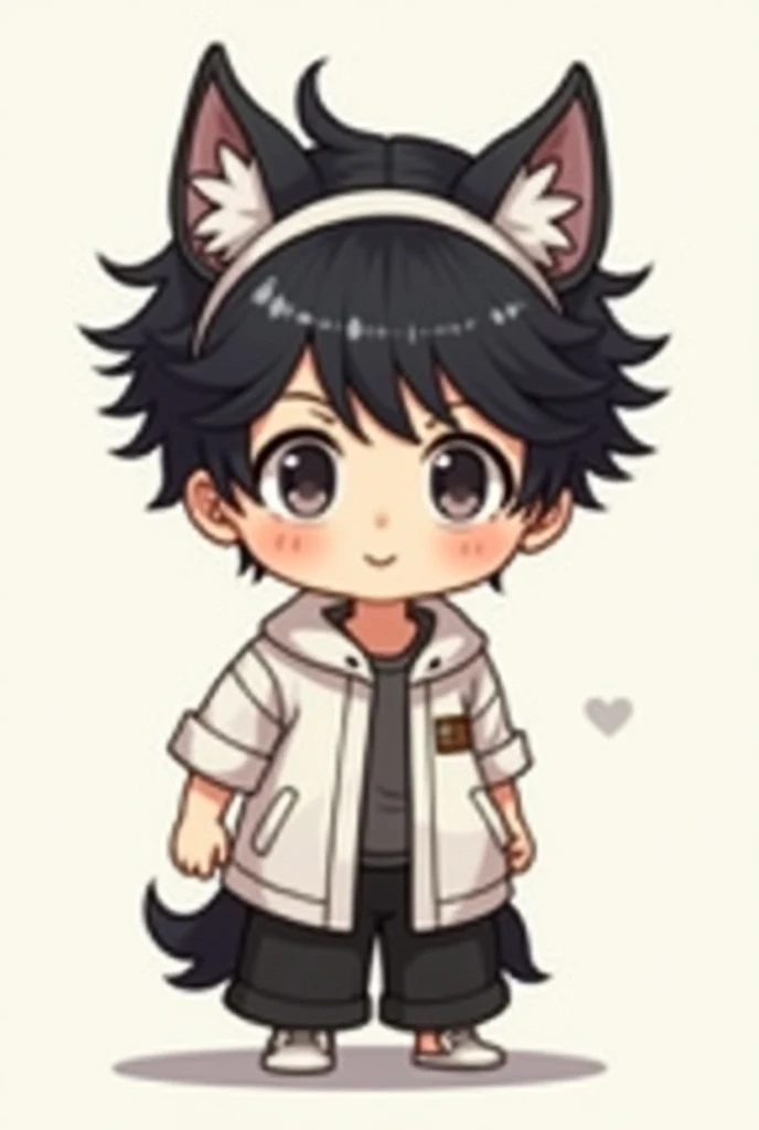 male,chibi,black hair,wolf hairband