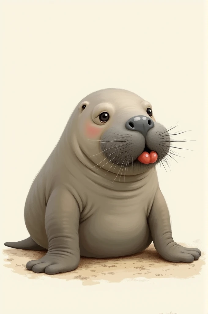 A Mexican manatee biting its lip as a joke, the art looks like it was drawn with a soft brush