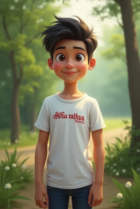 A boy 18 years old and wear t shirt name on t shirt mehul Rathva 