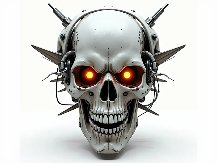 techno punk skull on white background 