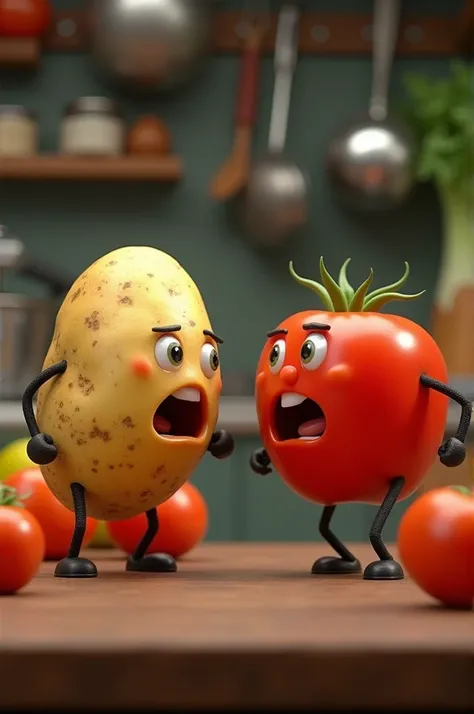 A potato and a tomato arguing about who is more important.
 * A carrot and a cucumber racing each other.
 * A chili pepper and an onion teaming up to create a spicy dish.
 * A group of vegetables laughing together, enjoying a vegetable party.
 * A vegetabl...