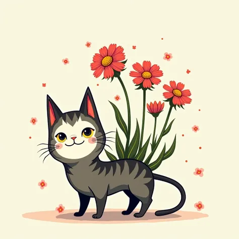 Draw a three-flowered cat，Korean comic style