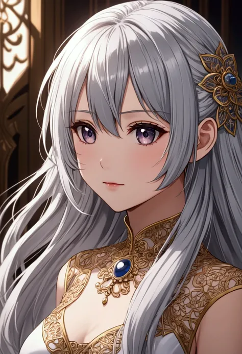 Make an anime girl with silver hair