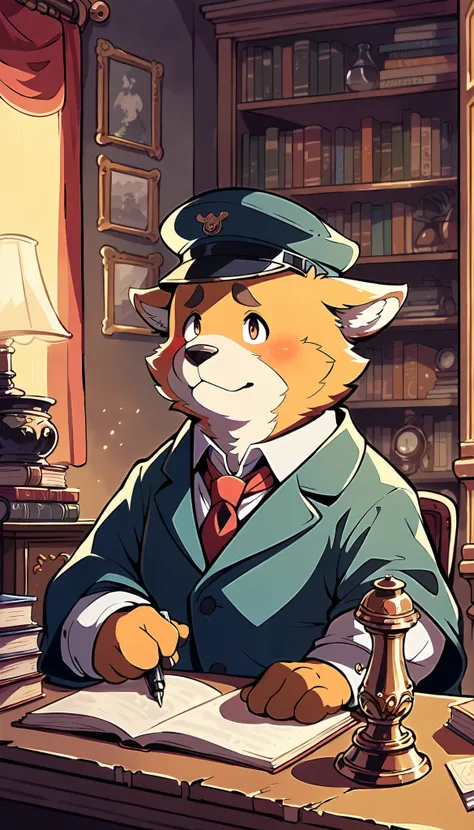 score_9, score_8_up, score_7_up, score_6_up, score_5_up, score_4_up, source_furry, highres, cover page, absurdres, perfect anatomy(2boys, buddy, kemono, furry, anthro)Details of antiques and books in Holmes’ apartment study, Tense moment of Dr. Watson feel...