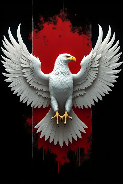 White imperial eagle with red border on black background 