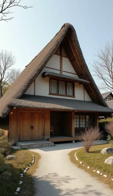 Traditional Minka houses are built with wooden frames, steep thatched roofs, and sliding paper doors. Designed to withstand earthquakes and heavy snow, they often feature a simple, minimalist design with natural materials.