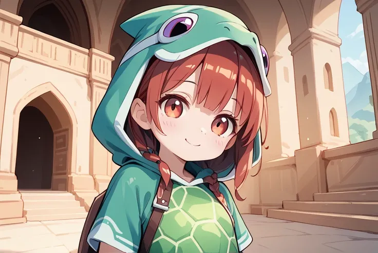  1 girl, Turtle costume,Dragon Palace, cute,