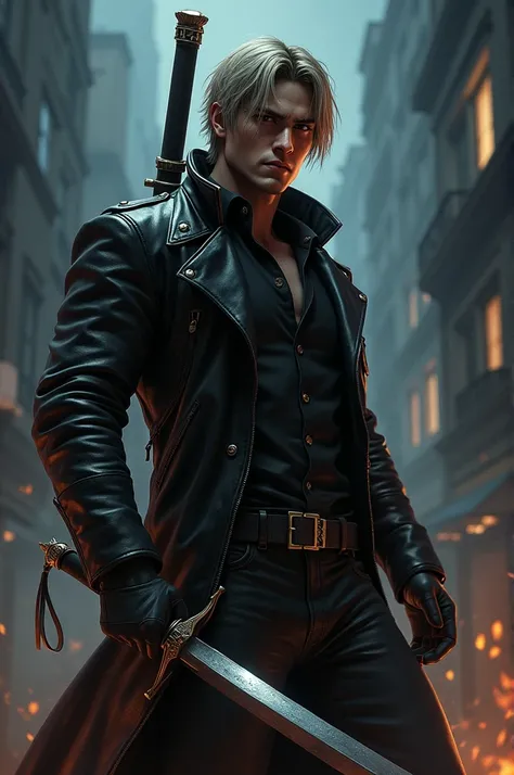 Leon kennedy with sword