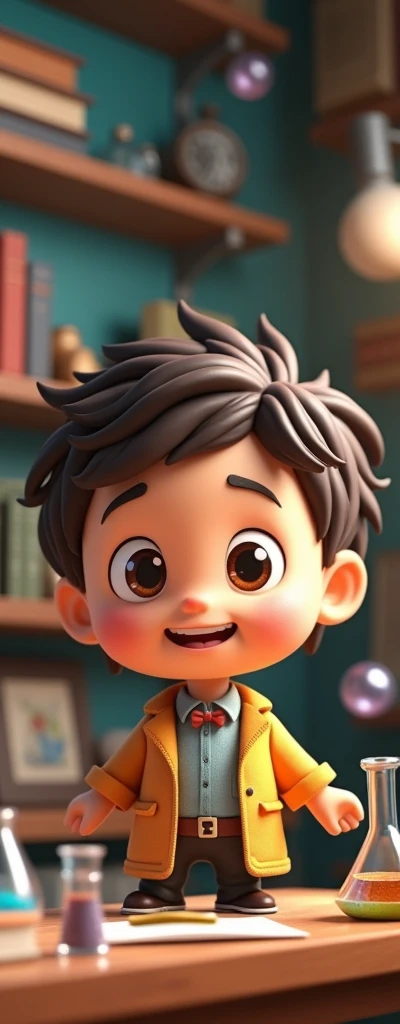 Young professor, 3d chibi animation style