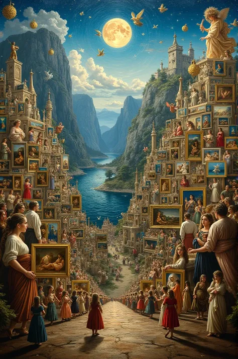 Create me a painting with all the famous paintings in the world with a special touch 