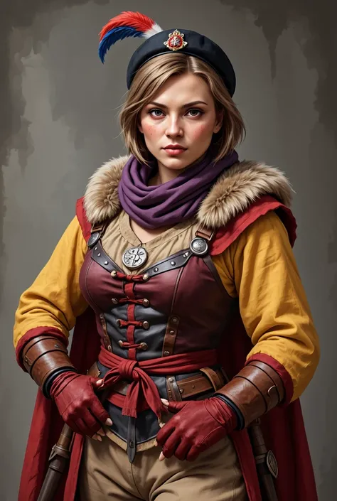 ((fool shot in full growth)) female spanish tercio muskeeter - (has height from head to boot) of the Renaissance 15-16 centuries - a noble young beauty of the Spanish soldier Captain Allatrist of the 15-16 centuries. with short, neatly styled hair.  Beauti...