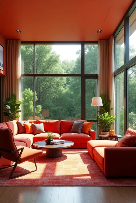 Creat a perspective living room using complementary color