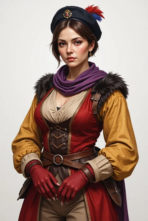 ((fool shot в полный рост с головы до пят)) female spanish tercio muskeeter - (has height from head to boot) of the Renaissance 15-16 centuries - a noble young beauty of the Spanish soldier Captain Allatrist of the 15-16 centuries. with short, neatly style...