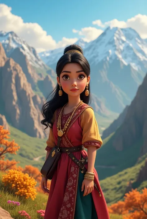 A 3d render of a disney pixar poster with kurdistan a kurdish woman