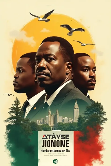 Affiche de film sur lelection présidentielle en cote divoire ( ajoute le titre du film 2025 lheure du changement) je veux les couleurs orange blanc vert