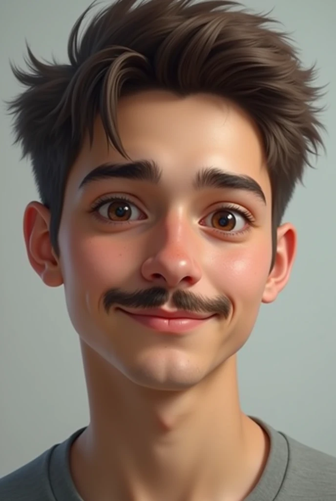 Two similar pictures of an 18 year old boy, one with a mustache and one without 