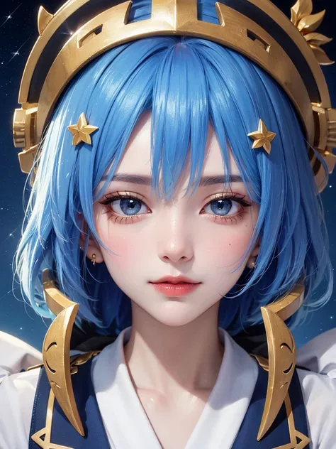 masterpiece，Best Quality，8k， detailed skin texture from fingertip correction， Detailed Cloth Texture ，Beautifully detailed face， complicated details，Ultra-detailed，Portrait of Rei Ayanami，Blue Hair，Red colored eyes， black headgear on the head,Pixieカット，Shin...