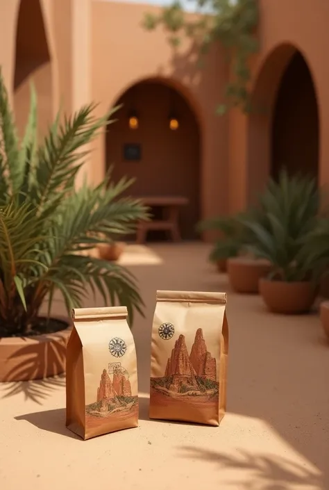 Create sustainable coffee bags and cup holders with the Tatooine taste theme at a coffee bar