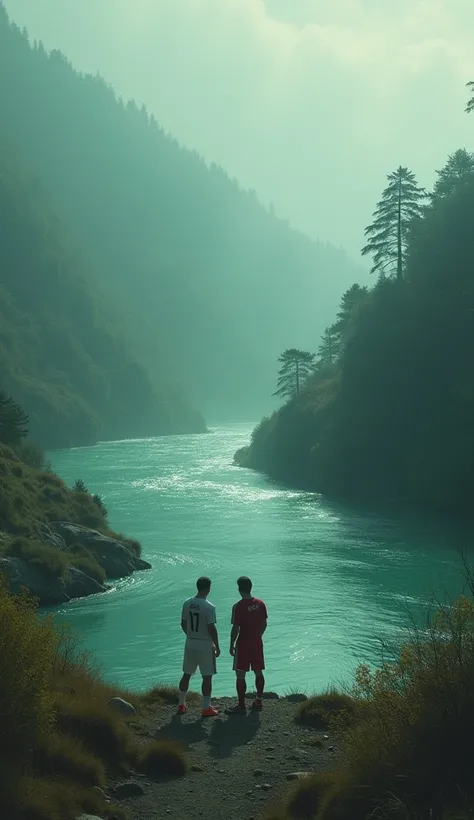 On a misty morning, beneath the sweeping canopy of trees, Ronaldo and Messi stood side by side, gazing over the beautiful green river that wound through the valley below. The water shimmered, but something unsettling lingered in the air. The tranquil scene...