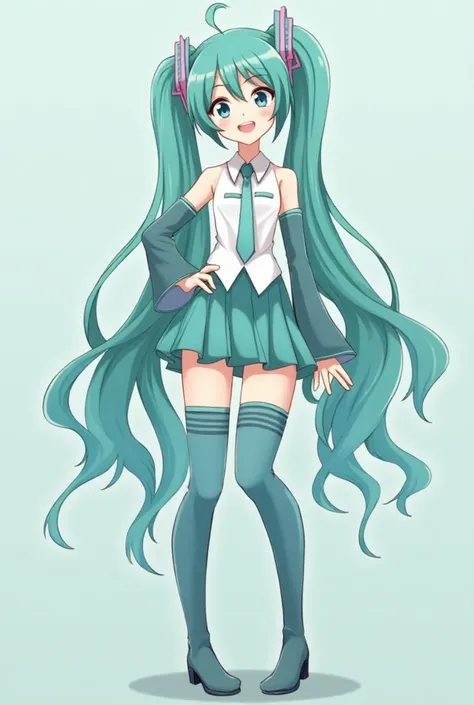  Hatsune Miku, 2D, girl focus, boyish, Above the knee photo,  is standing