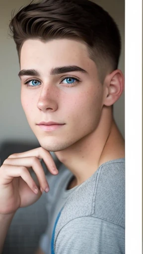 A young Canadian man focuses on his face (photo with color)