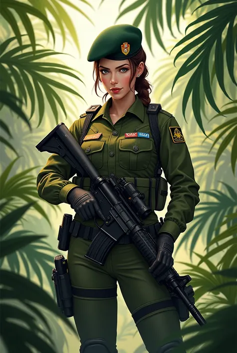 Military woman in frond