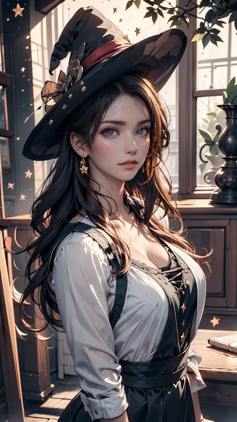 star, standard,  face with freckles ,  black lashes drawing graceful arcs , Interesting light and shadow,  high detail, meditation, Clamp, High-quality photos, witch, ( photorealistic:1.4),  blue eyes, ((masterpiece)), pinafore dress, Adversary, road, rock...