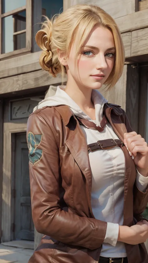 annie_leonhard,fc portrait high resolution, best quality,  big breasts at the temple,  blushing ,