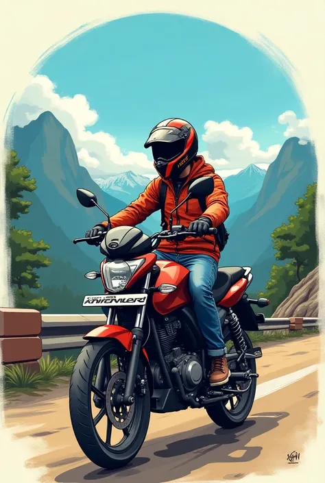 

“I need a logo that visually represents an adventure vlogger who is passionate about bikes, particularly my Bajaj Platina. The logo should feature a rider with a height of 5.10 feet and a weight of 60 kg, wearing a stylish adventure outfit. The rider is ...